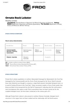 FRDC Stock Status Overview - Ornate Rock Lobster 2016